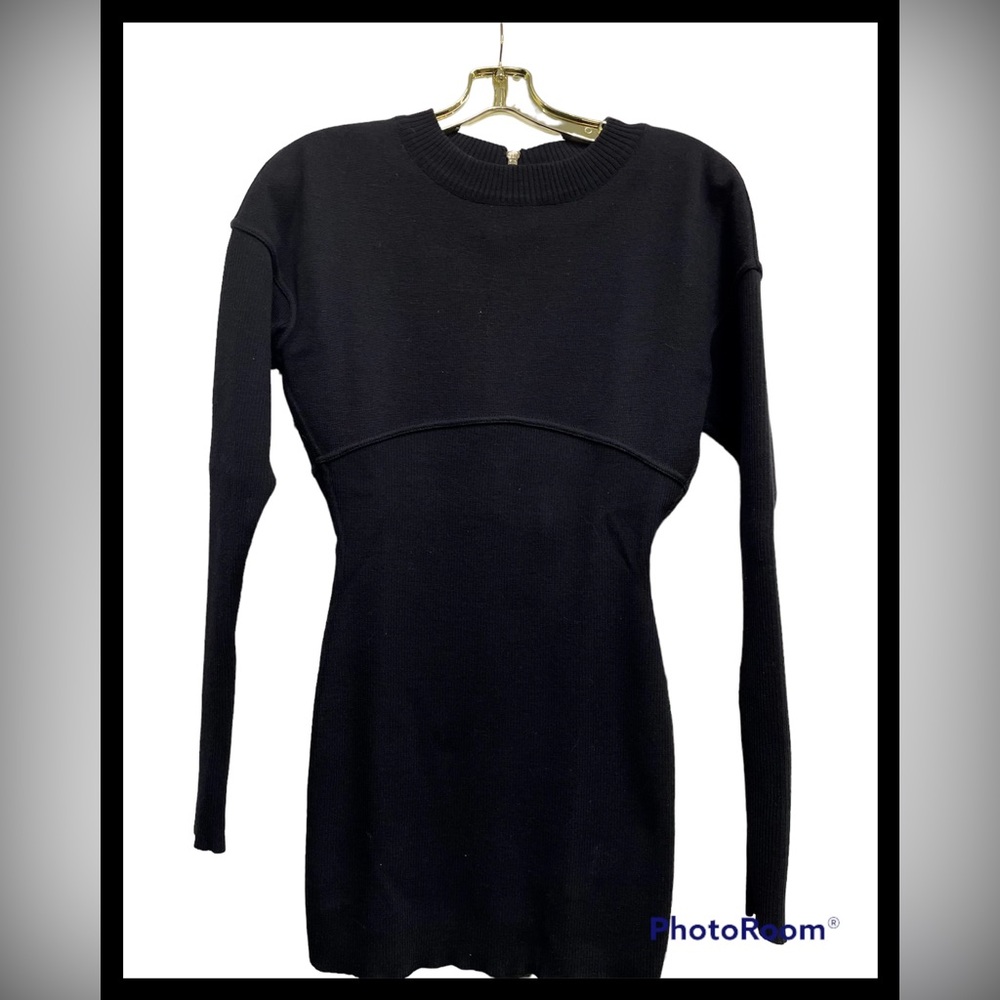 Vintage alaia Dress Mini BodyCon Sweater Knit Empire Seamed Bust SZ: S 90s Y2k